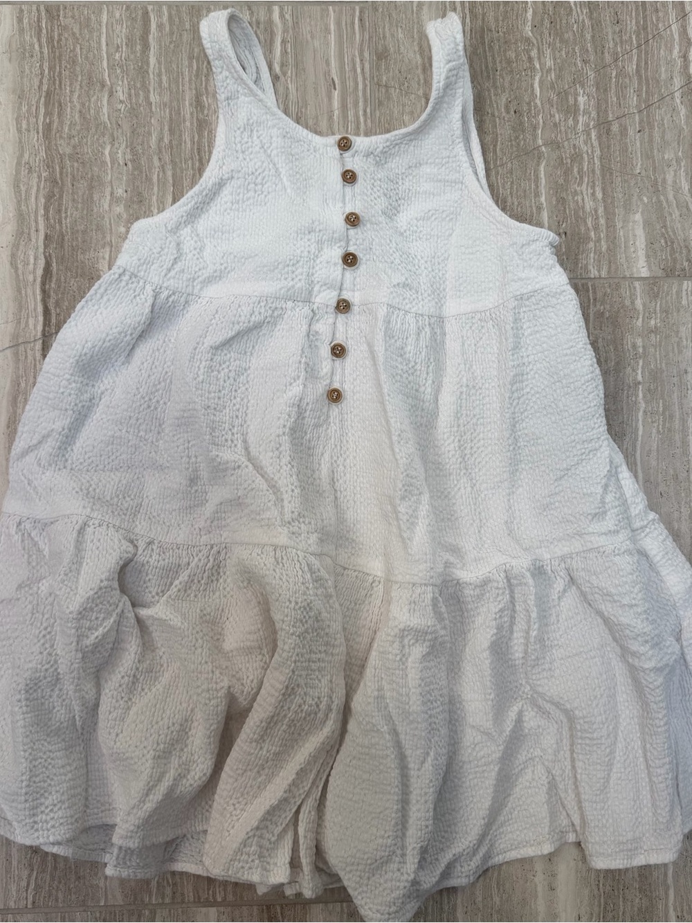 Zara White Tiered Button-Front Kids Romper